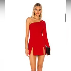 Double leg slit red dress